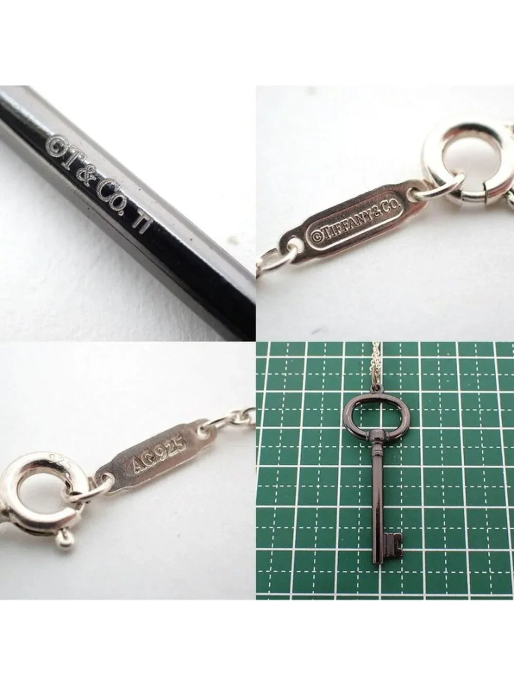 Tiffany & Co 925 Titanium Key Pendant Necklace